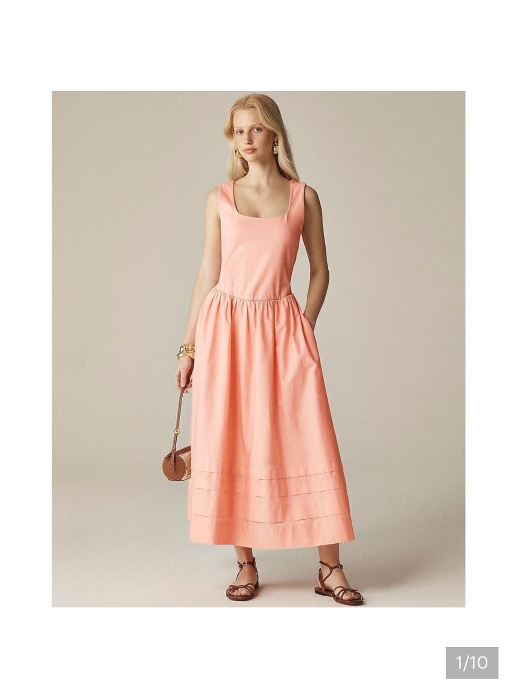 NWT J. Crew Coral Drop Waist Mixi Dress XXS